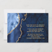 Gold & Navy Blauer Marmor Agate Neue Adressenversc Ankündigung (Rückseite)