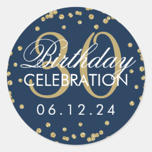 Gold Navy Blue 30. Geburtstag Glitzer Confetti Runder Aufkleber