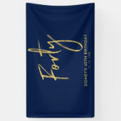 Gold Navy Blue 40. Geburtstag Party Begrüßungsbann Banner (Vertikal)
