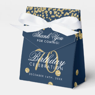 Gold Navy Blue 70. Geburtstag Danke Confetti Geschenkschachtel