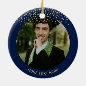 Gold & Navy Blue Abschluss Weihnachtsgeschenk Keramik Ornament (Hinten)