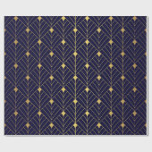 Gold Navy Blue Art Deco Diamond Muster Geschenkpapier (Flach)