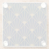 Gold Navy Blue Art Deco Lüfter Muster Glasuntersetzer (Rückseite)