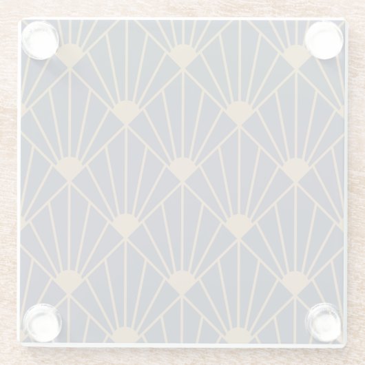 Gold Navy Blue Art Deco Lüfter Muster Glasuntersetzer (Rückseite)