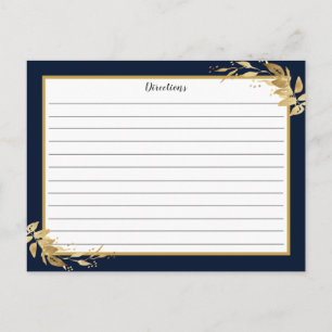 Gold Navy Blue Botanical Foliage Reciage Card Postkarte