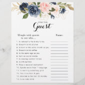 Gold Navy Blue Brautparty Finden Sie das Gast Game (Vorderseite)