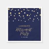 Gold & Navy Blue Chic Confetti Retirement Party Serviette (Vorderseite)