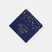 Gold & Navy Blue Chic Confetti Retirement Party Serviette (Ecke)