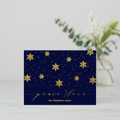 Gold & Navy Blue | Christmas Holiday Foil Postcard Folien Feiertagspostkarte (Stehend vorne)