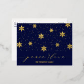 Gold & Navy Blue | Christmas Holiday Foil Postcard Folien Feiertagspostkarte (Vorderseite/Rückseite)