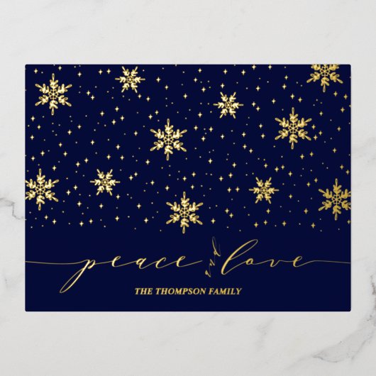 Gold & Navy Blue | Christmas Holiday Foil Postcard Folien Feiertagspostkarte (Vorderseite)