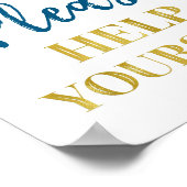 Gold Navy Blue Confetti Bitte helfen Sie sich bei Poster (Ecke)