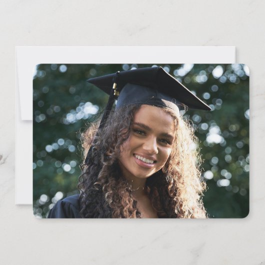 Gold Navy Blue Confetti Grad Cap Foto Abschluss Dankeskarte (Rückseite)