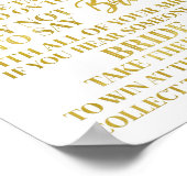 Gold Navy Blue Confetti Sage nicht Bride Game Sign Poster (Ecke)