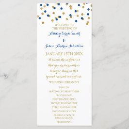 Gold Navy Blue Confetti Wedding Program Programm