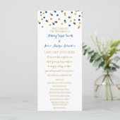 Gold Navy Blue Confetti Wedding Program Programm (Stehend Vorderseite)