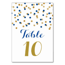 Gold Navy Blue Confetti Wedding Tischnummer Cards