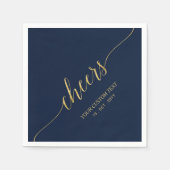 Gold & Navy Blue Elegant Stilvolle Lettering Cheer Serviette (Vorderseite)