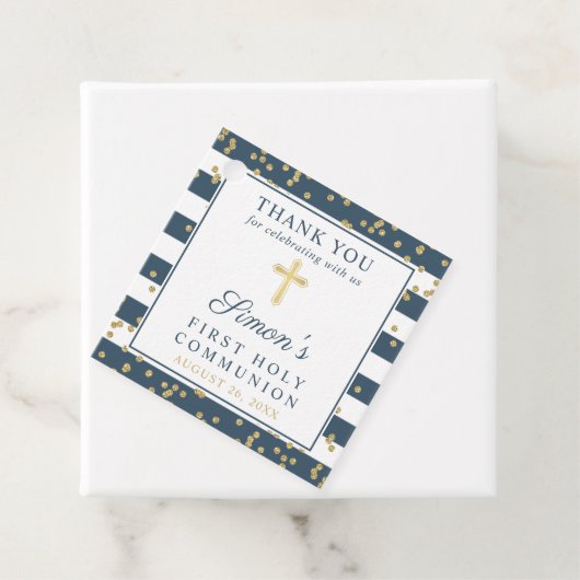 Gold Navy Blue First Heilige Kommune Vielen Dank Geschenkanhänger (Beispiel)