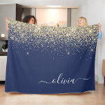 Gold Navy Blue Glitzer Script Monogram Girl Name Fleecedecke<br><div class="desc">Navy Blue und Gold Sparkle Glitzer Script Monogram Name und Initial Fleece Blanket. Das macht den perfekten 16 Geburtstag,  Hochzeit,  Brautparty,  Jubiläum,  Babydusche oder Junggeselinnen-Abschied Geschenk für jemanden,  der Lieben glamourösen Luxus und schicke Stile.</div>