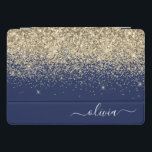 Gold Navy Blue Glitzer Script Monogram Girl Name iPad Pro Cover<br><div class="desc">Gold und Navy Blue Imitats Foil Metallic Sparkle Glitzer Script Monogram Name Laptop Case. Das macht den perfekten 16 Geburtstag,  Hochzeit,  Brautparty,  Jubiläum,  Babydusche oder Junggeselinnen-Abschied Geschenk für jemanden,  der Lieben glamourösen Luxus und schicke Stile.</div>
