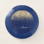 Gold Navy Blue Glitzer Script Monogram Girl Name Wham-O Frisbee<br><div class="desc">Navy Blue und Gold Sparkle Glitzer Script Monogram Name Frisbee. Dies macht den perfekten Abschluss,  Geburtstag,  Hochzeit,  Brautparty,  Jubiläum,  Babydusche oder Junggeselinnen-Abschied Geschenk für jemanden,  die Lieben glamourösen Luxus und schicke Stile.</div>