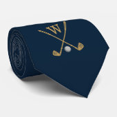 Gold Navy Blue Golf Monogram Initial Neck Tie Krawatte (Gerollt)