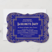 Gold Navy Blue Great Gatsby Junggeselinnen-Abschie Einladung (Vorderseite)