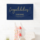 Gold & Navy Blue Herzlichen Glückwunsch! Graduieru Banner (Insitu)