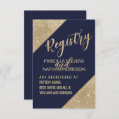 Gold Navy Blue Imitats Glitzer Sequel Gift Registr Begleitkarte (Vorne/Hinten)