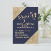 Gold Navy Blue Imitats Glitzer Sequel Gift Registr Begleitkarte (Stehend Vorderseite)