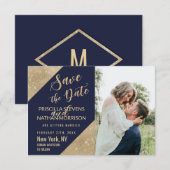 Gold Navy Blue Imitats Glitzer Sequel Save the Dat Date (Vorne/Hinten)