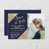 Gold Navy Blue Imitats Glitzer Sequel Save the Dat Save The Date (Vorne/Hinten)