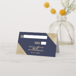 Gold Navy Blue Imitats Glitzer Sequin Platzkarte