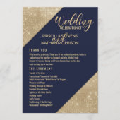 Gold Navy Blue Imitats Glitzer Sequin Wedding Prog Programm (Vorderseite)