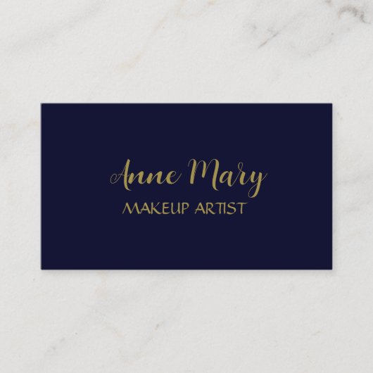 Gold Navy Blue Makeup Artist Minimal Modern Visitenkarte (Vorderseite)