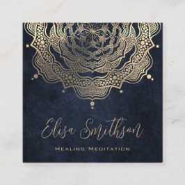 Gold & Navy Blue Mandala Reiki Heilung Meditation Quadratische Visitenkarte