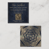 Gold & Navy Blue Mandala Reiki Heilung Meditation Quadratische Visitenkarte (Vorne/Hinten)