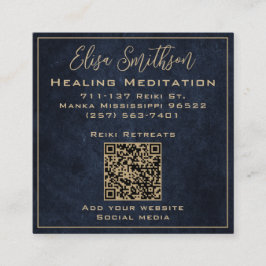 Gold & Navy Blue Mandala Reiki Heilung Meditation Quadratische Visitenkarte