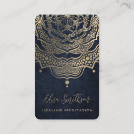 Gold & Navy Blue Mandala Reiki Heilung Meditation Visitenkarte