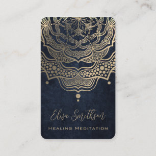Gold & Navy Blue Mandala Reiki Heilung Meditation Visitenkarte