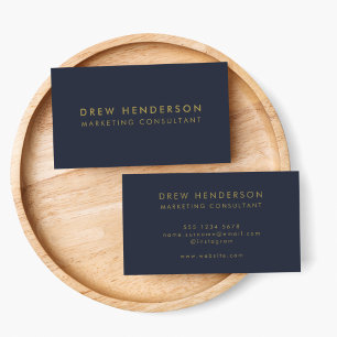 Gold Navy Blue   Minimalistisch Modernes Beruflich Visitenkarte