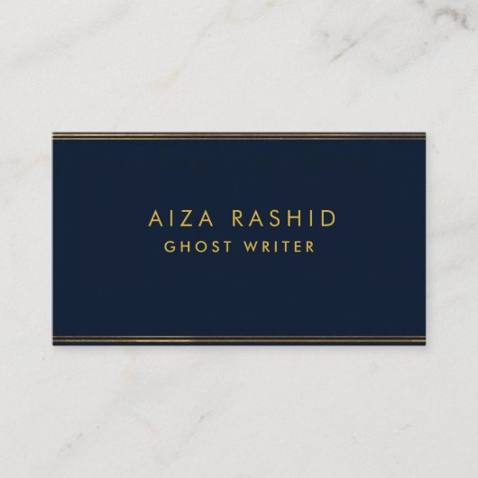 Gold Navy Blue | Minimalistisch Modernes Beruflich Visitenkarte (Vorderseite)