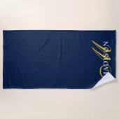 Gold Navy Blue Mit Monogramm Beach Handtuch (Vorderseite)