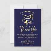 Gold Navy Blue Modern Abschluss Dankeskarte (Vorderseite)