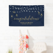 Gold & Navy Blue Modern Herzlichen Glückwunsch Ban Banner (Insitu)