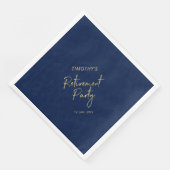 Gold & Navy Blue Modern Retirement Party Serviette (Ecke)