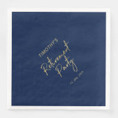 Gold & Navy Blue Modern Retirement Party Serviette (Vorderseite)