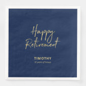 Gold & Navy Blue Modern Retirement Party Serviette (Vorderseite)
