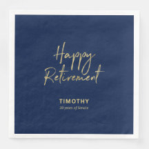 Gold & Navy Blue Modern Retirement Party